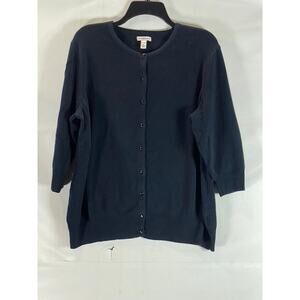 CROFT & BARROW Women's Black Plus Size Elbow Sleeve Button-Front Cardigan SZ 1X